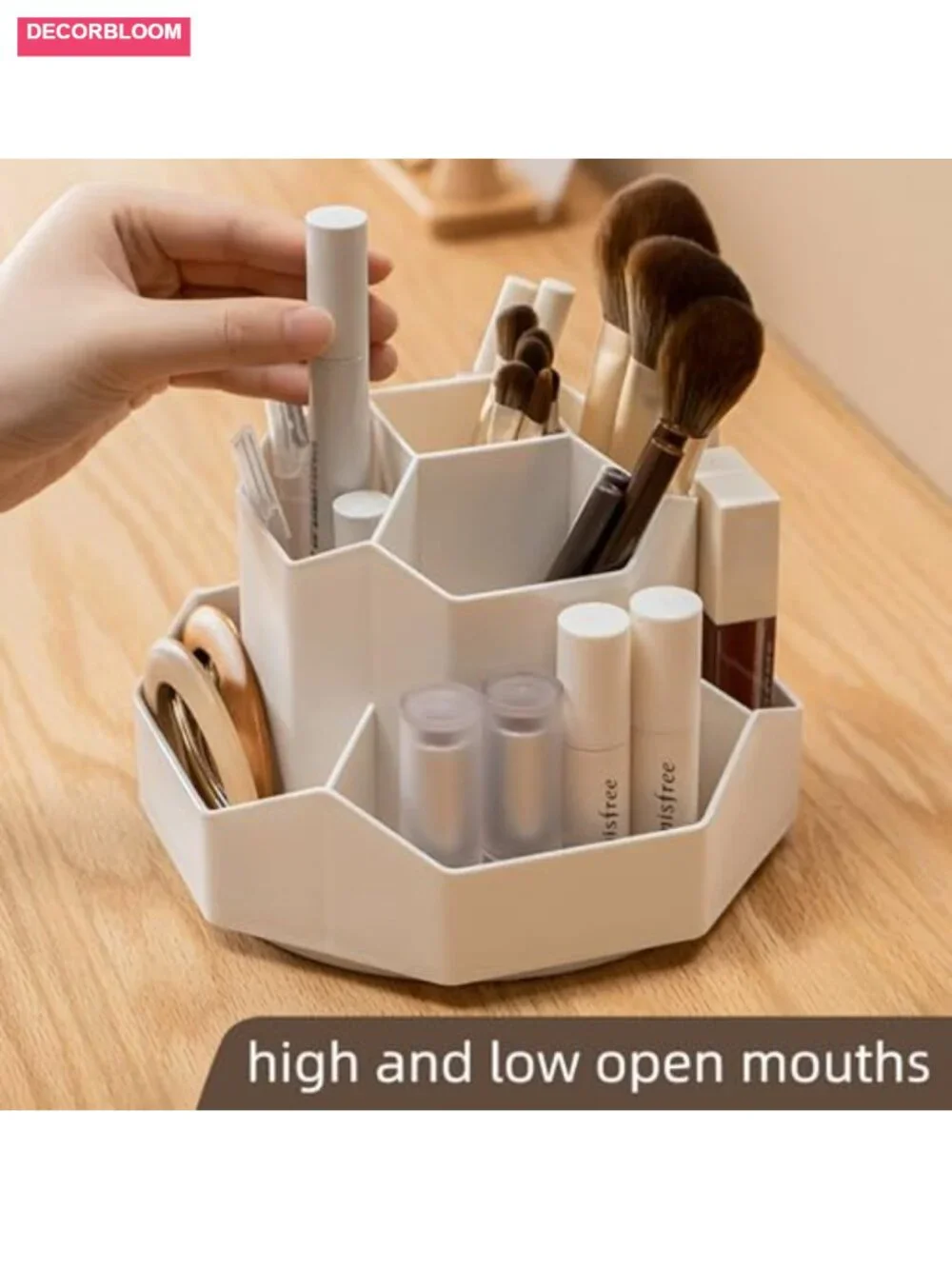 360 Rotating Makeup Brush Holder 9 Slots Organizer
